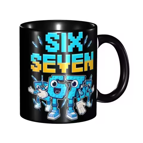 67 Six Seven 6-7 Funny Italian Brainrot Merch Coffee Mugs Kawaii Tea Cups Gift For Woman Man