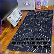 Topography Mousepad 90x40cm Deskmat Premium Topography Black and White Mousepad by GOTD