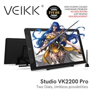 VEIKK Studio ปากกาวาดภาพขนาด VK2200 Pro นิ้วหน้าจอแสดงผลแบบกราฟิกมอนิเตอร์ IPS ปากกาวาดภาพระดับ8192ปากกามอนิเตอร์คู่สำหรับแท็บเล็ตหน้าจอคู่พร้อมแป้นด่วน8ปุ่มและขาตั้งปรับได้ควบคุมแบบ21.5นิ้ว