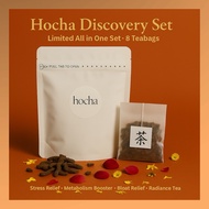 Hocha Discovery Set | Variety Pack of 4 Flavors – Rose, Chrysanthemum, Osmanthus, Puer | 8 Teabags |
