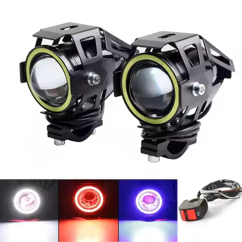 2pcs 125W U7 LED Auxiliary Motorcycle Angel Eyes Headlight Explorers DRL Spotlights Bright LED Bicyc