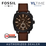 Fossil Gent FS6101 Machine Chronograph Black Dial Brown Leather Quartz Watch