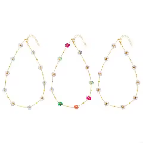 U6XE Charm Necklace Flower Pendant Necklace Bead Chain Necklace Flower Necklace Neck Jewelry Suitabl