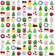 Anditoy 100 PCS Christmas Mochi Squishy Toys Squishies Christmas Toys for Kids Girls Boys Toddlers Christmas Party Favors Stocking Stuffers Gifts