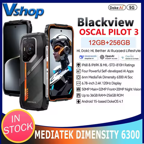 Blackview Oscal Pilot 3 5G AI Rugged Phone 12GB+256GB 6.78" 2.4K Display 7500Amh Battery Android 15 