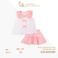 M&B (6Y-3Y) Lovely Pink checkered skirt set made of soft, fashionable cotton for girls 7kg4 - 15kg P