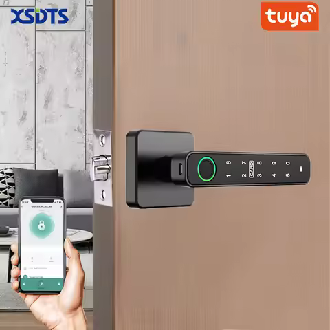 XSDTS Tuya Handle Fingerprint Key Card Digital Smart Door Lock Keypad Key Entry electronic lock Home