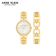 Anne Klein AK4104GPST0000 Box Set Light Champagne Mother of Pearl Dial Gold Tone Crystal Watch with Crystal Bracelet