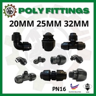 HDPE Poly Fitting Poly Pipe Connector MTA/FTA/Male Elbow/Female Elbow/Male Tee/Female Tee 20MM 25MM 32MM