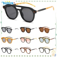 SUSUN Orange Shades, Luxury Punk Pilot Round Sunglasses, Retro Double Bridge Fashion 70s Glasses for