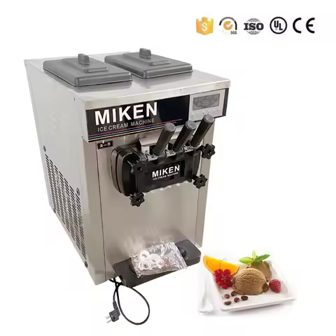 Commercial Soft Ice Cream Machine For Summer Snack Shop Cafe Milk Tea Shop Cold Drink Shop 2+1 Flavo