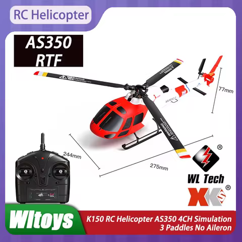 Wltoys K150 RC Helicopter AS350 4CH Simulation 3 Paddles No Aileron Little Squirrel Brushless Model 