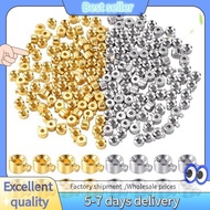 80pcs Crimp Beads for Jewelry Making, Gold Silver Spacer Beads Metal Bead Stopper Crimp Charms for B
