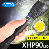 VTTO Super Bright 300000 Lumens XLamp XHP90 High Powerful Tactical Usb Zoom Led Torch LED Flashlight