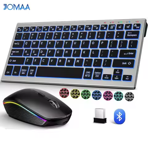 JOMAA Wireless Bluetooth Keyboard and Mouse, Slim Compact Backlight Keyboard Mouse Combo, Scissor Sw