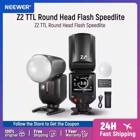 New NEEWER Z2 2.4G TTL Round Head Flash Speedlite For Sony/Nikon/Canon/Fujifilm Cameras 600 Full Pow
