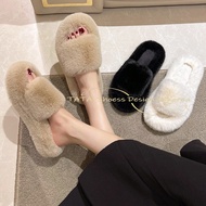TATA [Ready Stock➕Pre-Order] Autumn Winter Casual Comfortable Furry Slippers Furry Slippers Furry Sl