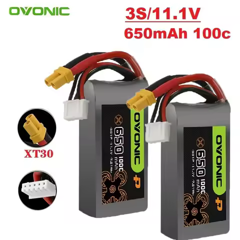 OVONIC 3S1P 11.1V Lipo Battery 650mAh 100C XT30 Plug For RC Helicopter Quadcopter FPV Racing Drone P