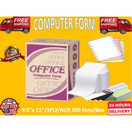 Office 9.5" x 11" 3Ply Computer Form -NCR 500 Fans /Box / w