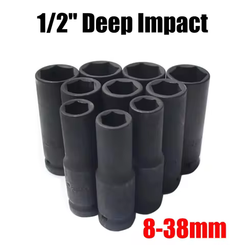 8-38mm 1/2inch Drive Deep Impact Socket Drive Metric Wrench Socket Wrench Head Standard Durable Car 