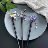 Hairpin Flower Record Lily of the Valley Hairpin Antique Headdress Step Shaking Tassel Wooden Hairpi