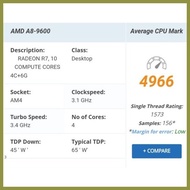 ⊙ ◐ ◶ Original A8 Series A8 9600 CPU 3.1 GHz 65W Quad Core Processor Socket AM4 AMD Radeon R7 9600