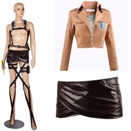 [NOFFOM] 3Pcs Attack on Titan Cosplay Shingeki no Kyojin Mikasa Ackerman Cosplay Costume Jacket Shaw