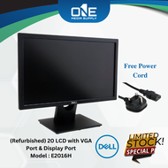 Dell 20”E2016H LCD with VGA Port & Display Port (Refurbished)