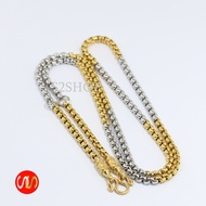 s2shop สร้อยคอสแตนเลสแท้ ลายผ่าหวายหัวจรวด สี 2 กษัตริย์ ห้อยพระได้ 3 องค์ ความกว้าง 4 มม.ความยาว 24