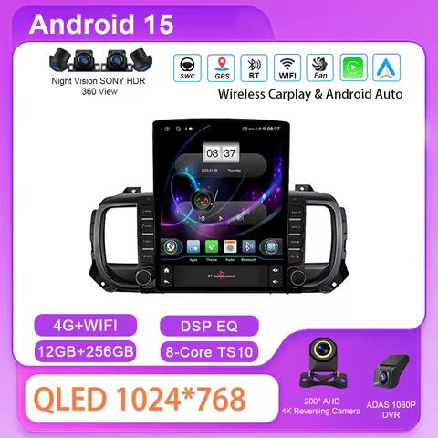 9.7 inch Android 15 For Citroen Jumpy 3 2016 -2021 Peugeot Expert 3 2016 -2021 Car Multimedia Naviga