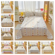 【100% Cotton Bedsheet Set 】Flat Sheet+pillow case Single/Super Single/Queen/King size Bedding 3 in 1