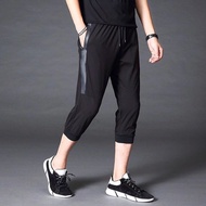 Cropped Pants Men Sports Shorts Summer Thin Style Ice Silk Quick-Drying Loose Plus Fat Plus Size Cas