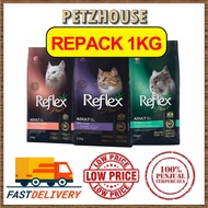Reflex Plus Repack 1kg ( Hairball & Indoor with Salmon / Urinary Chicken Adult/ Skin Care Salmon)