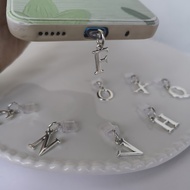 1PC 26 A-Z Silver Letter Pendant Mobile Phone Anti-dust Plug