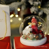 Rose Flower Birthday Gift with Light Christmas Girl Eternal Flower for Girlfriend Eternal Round Glas