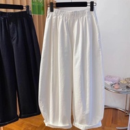白色气球裤女休闲休闲裤宽松九分百搭裤子灯笼裤阔腿White balloon pants, women's casual pants, loose fit, 9 cents20250726