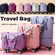 Travel Bag with 4 Wheels Foldable Duffel Bag Travel Pack Waterproof Nylon Luggage Bag Expandable Bag