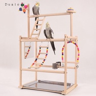 Dualoai Bird Playground Wood Parrot Playstand Ladder Perch Stand Parrot Cage Accessories for Budgie 