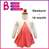 [English Cotton] Baju Baby Cotton Dress Baby Dress Sleeve Summer Floral Dress Newborn - 1 year 6 mon