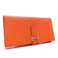 HERMES Bearn Wallet 93 Orange 橘色牛皮H字對折長夾