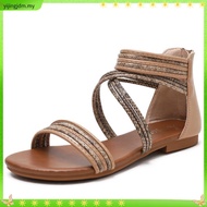 Flat sandals women bohemian versatile fairy style gladiator shoes seaside beach shoes plus size 36-4