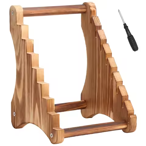 Tactical Knife Display Rack 7 Slots Folding Knife Stand Wood Rack Combat Knife Holder Organizer Tact