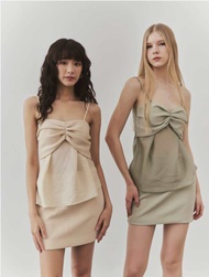 MIMIC (CREAM/GREEN/BROWN) SILK TOP AND SKIRT