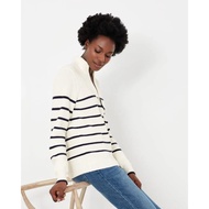 sweater knit zip zara woman - sweater rajut stripe wanita - putih l