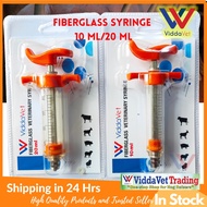 Viddavet 10 ml/20 ml syringe for pig syringe 10cc/20cc syringe 10 mL/20 ml Orange Fiberglass syringe