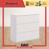 Ready Stock🔥EWJ 1005/92007&92071/3 Tier Chest  Drawer /White /3Laci Putih
