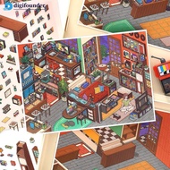 DIGIFOUNDER MBTI Leisure Suite 3D Home Diary Landscape Sticker Miniature Scene DIY Pocket Cabin Scen
