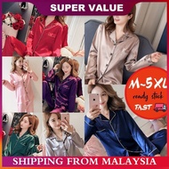 【Lowest Price】READY STOCKBAJU TIDUR KAIN SATIN 1 SET MURAH SELESA DAN BERGAYA KAIN SEJUK BAJU TIDUR LENGAN PANJANG