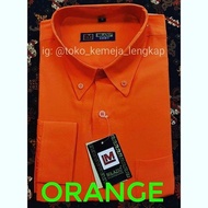 Kemeja Pria Warna Orange / Oren Pepaya Polos Tersedia Lengan Panjang , Lengan Pendek Dan Paket Dasi