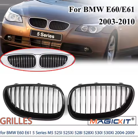MAGICKIT One Pair Front Grilles for BMW E60 E61 5 Series M5 525I 525Xi 528I 528Xi 530I 530Xi 2004-20